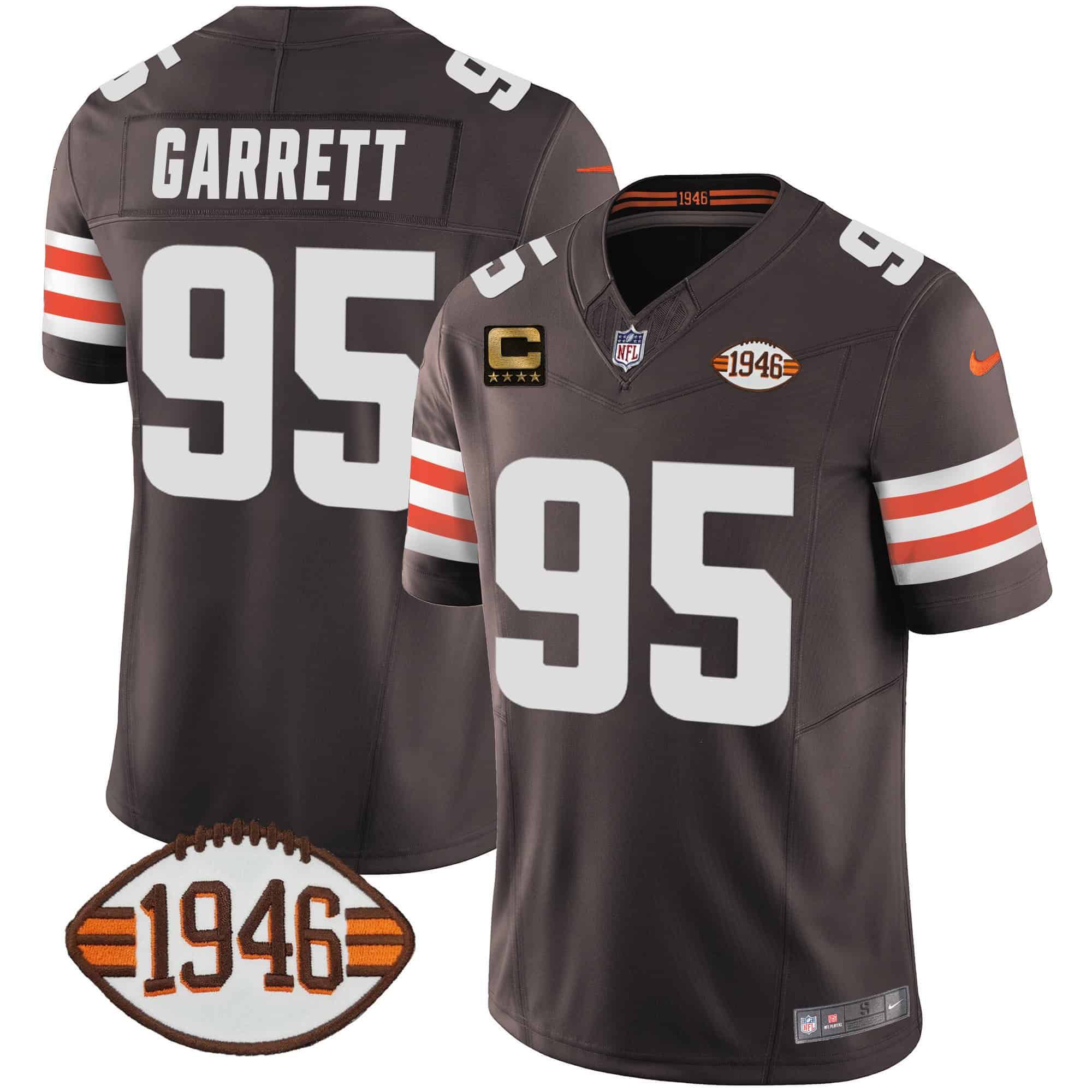 Men Cleveland Browns #95 Garrett Brown 1946 75th Anniversary Patch 2024 Nike NFL Jersey style 1->indianapolis colts->NFL Jersey